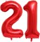 Red 21 Number Balloons, 40 Inch Giant Number 21 Balloons Foil Mylar Helium Red (Double Number Red 21)
